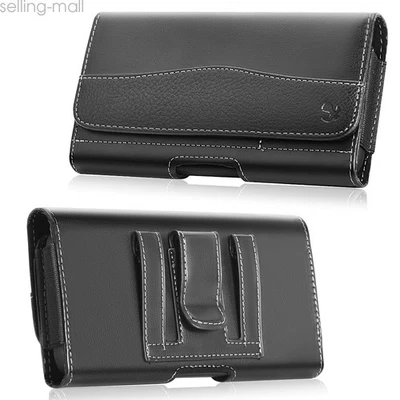 6.7 inch Universal Cell Phones Horizontal Leather Pouch Case Belt Clip Holster - Image 1 of 4