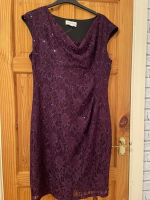 RONNI NICOLE SLEEVELESS PURPLE LACE LOOK WITH SEQUINS LINED DRESS 20 CHRISTMAS  - Image 1 of 4