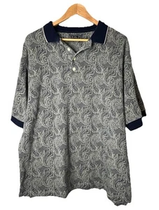 Bobby Jones Golf Polo Shirt Mens L Blue Vintage All Over Print - Picture 1 of 3