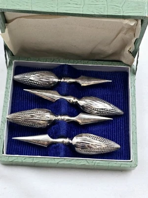 4 soportes de plata de ley 950 para maíz en la mazorca Foto 1 de 4