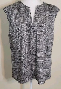 Banana Republic Top Womens Large Sleeveless Black White Business Casual NWT $65 - Picture 1 of 12
