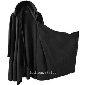 Gabardina Para Hombres Gótica Capa Larga Capa Suelta Informal Prendas de abrigo Chaqueta Negra Punk - Imagen 1 de 9