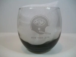 Vintage New York Jets ~ NFL ~ Rocks Glass ~ 3 1/4" Tall ~ Smoked Glass - Picture 1 of 5