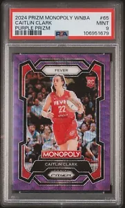 2024 Prizm Monopoly WNBA Caitlin Clark #65 Purple Prizm RC PSA 9 Mint - 6 higher - Picture 1 of 2