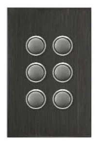 Clipsal SATURN PUSH BUTTON SWITCH 6-Gangs 20A 250V LED Indicator, Horizon Black - Picture 1 of 1