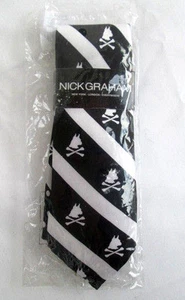 NEW!..NICK GRAHAM NECK TIE..BLACK & WHITE..KILLER DOG & CROSS BONES..SILK..$69 - Picture 1 of 5
