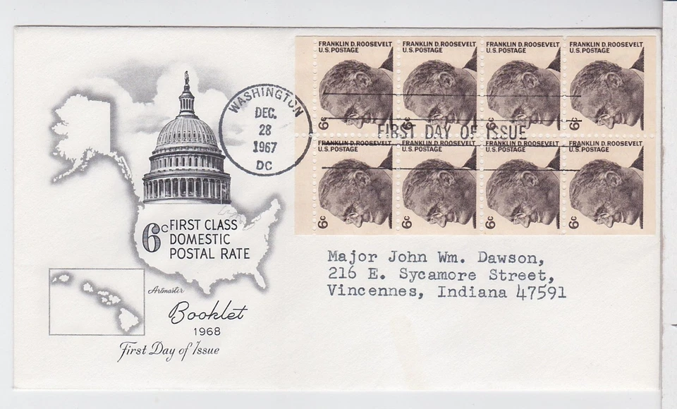 TurtlesTradingPost- Franklin D Roosevelt #1284a Booklet- 1967 FDC- Artmaster - Image 1 of 1