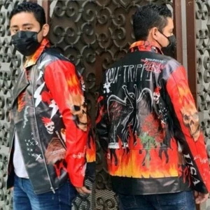 Men's Fashion Black Vegan Leather Jacket - Bild 1 von 6