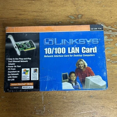 Linksys EtherFast LNE100TX LAN Card Network Interface Card Desktop Computers NOS - Image 1 of 3