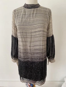 Fab'rik Striped Mock Neck Tunic Top Swing Dress - Picture 1 of 6
