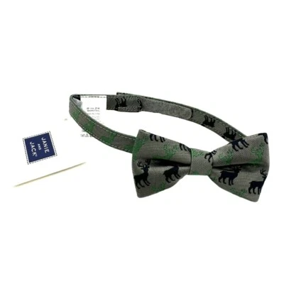 Nueva pajarita Janie and Jack para niños con ciervo bordado, gris verde 0-24 meses nueva con etiquetas Foto 1 de 4