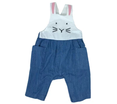 NWT Hanna Andersson Baby Boy Girl 3 Mon Blue Chambray Easter Bunny Romper 50 cm - Image 1 of 4