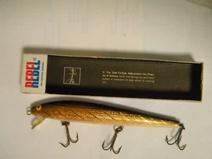 Vtg Rebel 5 1/2" Floating Minnow Gold/Black S 1302 w/ Box Preowned - Picture 1 of 4