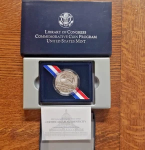 2000 US Library of Congress Uncirculated Commemorative Silver Dollar Box COA OGP - Picture 1 of 3