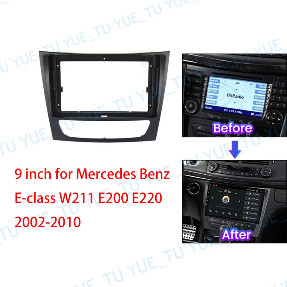 9'' Car Radio Stereo Frame Panel Fascia for Benz E-class W211 E200 E220 2002~10 - Image 1 of 4