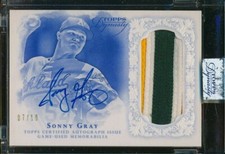 2015 Topps Dynasty Sonny Gray Blue Patch Relic Auto #d /10 Autograph AP-SGR4