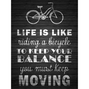 Life Like Riding Bicycle Holz s/w Zitat Motivation ungerahmt Wandbild Poster - Bild 1 von 4