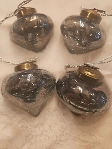 4 adornos de cebolla de vidrio craquelado herrajes de restauración estilo bola azul humo - Imagen 1 de 7