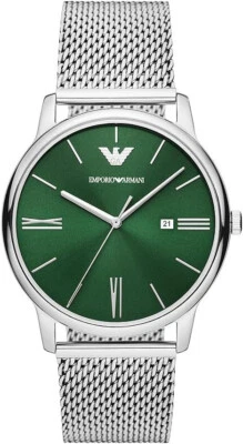 Emporio Armani Orologio Uomo AR11578, Cinturino Acciaio Maglia Milanese, Verde - Immagine 1 di 4