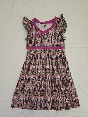 Tea Collection Size 5 - Ruffle Sleeve Dress Purple Wavy Lines Dots - Image 1 of 4