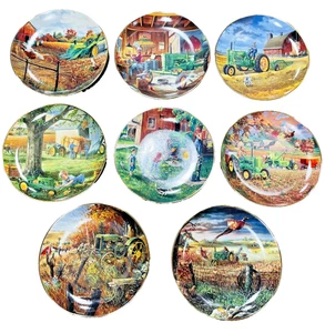Life on the Farm Charles Freitag Danbury Mint John Deere Plates Complete Set 8 - Picture 1 of 10
