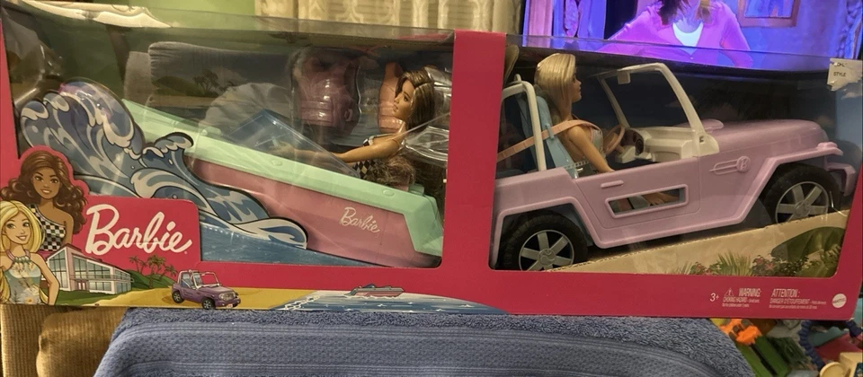 Barbie Barco y Jeep Juego con Dos Muñecas y Extras 2016 Nuevo Foto 1 de 4
