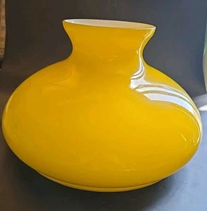 Vtg Yellow Cased Glass Lamp Shade 11" Diameter - Picture 1 of 13
