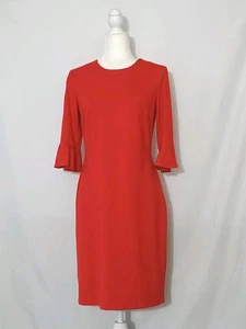 Banana Republic rot Rüschen Halbarm Ponte Kleid Größe 6 - Bild 1 von 6