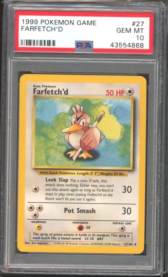 FARFETCH'D #27 PSA 10 1999 POKEMON Base Set Unlimited WOTC  - Image 1 of 2