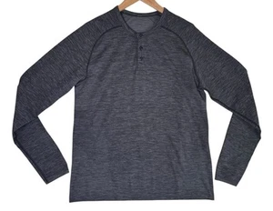 Lululemon Metal Vent Tech Langarm Henley Hemd Schiefer/Schwarz Herren Large - Bild 1 von 11