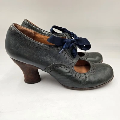 Naya Anthro Women's Jada Green Leather Lace-Up Closed Toe Heeled Pumps sz 10 - Image 1 of 4