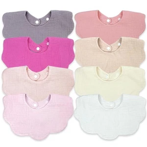 Baby Bibs Muslin Bibs 8 Pack for Drooling and Teething for Unisex Girls Boys - Picture 1 of 6