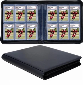 Carpeta de tarjetas graduada de 60 bolsillos, álbum con soporte de losa PSA de carga superior, cuero PU G... - Imagen 1 de 5