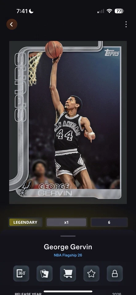 DIGITAL Topps NBA Coleccionar Negro Flagship Legendary George Gervin 10cc Foto 1 de 1