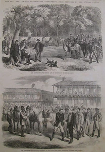 JEFFERSON DAVIS TWO DAYS BEFORE CAPTURE CIVIL WAR 1865 ILLUSTRATED LONDON NEWS - Picture 1 of 2