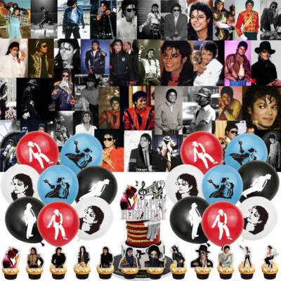 Michael Jackson Party Supplies Birthday Decoration Balloons Cake Toppers Banner - Image 1 of 4