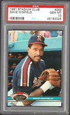 1991 STADIUM CLUB BASEBALL CARD #263 HOF DAVE WINFIELD PSA 10 CALIFORNIA ANGELS