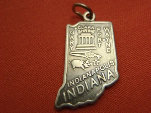 Indiana State Charm Sterling Silver Indianapolis Gary Fort Wayne Clarke Shrine  - Picture 1 of 5