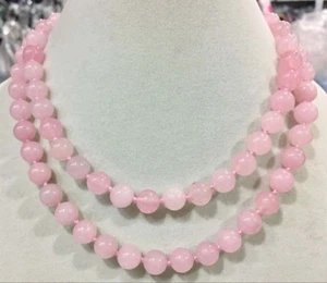 Natural pink rose quartz gemstone round beads necklace 36'' 6/8/10/12mm - Picture 1 of 8