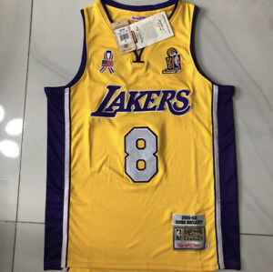 Los Angeles Lakers gold 8 Kobe Bryant NBA Finals game Retro Vintage Jersey