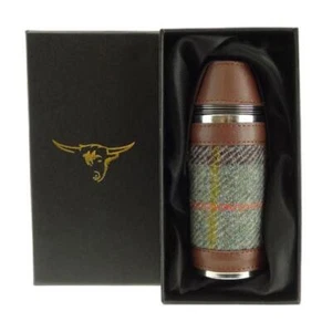 Glen Appin Of Scotland MacLeod Green Brown Harris Tweed Stainless Steel 8oz Hunt - Picture 1 of 1