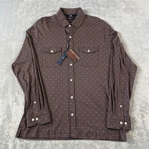 Hart Schaffner Marx Shirt Mens Sz Large Brown Stretch Soft Luxury Casual Preppy - Picture 1 of 10