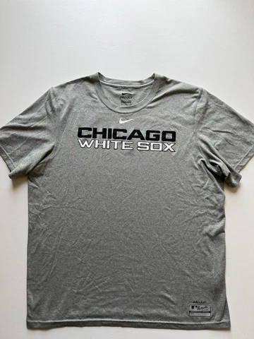 Nike Chicago White Sox Shirt Mens Large Gray Dri-Fit Authentic Baseball MLB Logo Cover