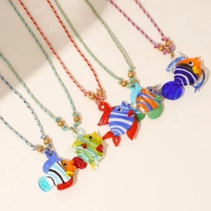 Childishness Fish Pendant Necklace Coloured Glaze Chain Choker Vacation - Picture 1 of 12