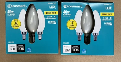Ecosmart 40w replacement LED Bright White 3 Pack-B11 Candelabra Base Dimmable - Image 1 of 4