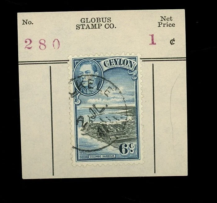 Globus Stamp Co. Ceilán 1938 6c KGVI Colombo Harbor. Street Village. Foto 1 de 1