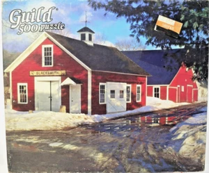 Guild The Village Smithy Puzzle 500 PCS Blacksmith Red Barns Snow Winter New - Picture 1 of 7