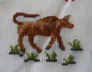 Dritz Needlepoint Canvas TAURUS Horoscope Madeira Preworked 14" - Picture 1 of 2