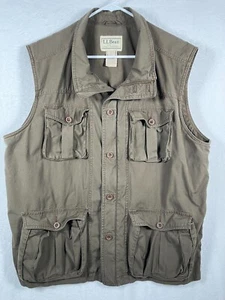 L.L. Bean Mens Utility Vest Jacket Size XL / Extra Large Military Green Brown - Picture 1 of 10
