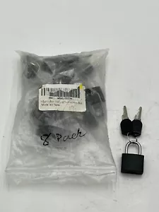 Pack of 8 Black Mini Padlocks with Keys Small Locks for Schoolbag and Suitcase - Picture 1 of 7